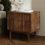 Table de chevet Mid-Century Moderne en Noyer avec Noyer Massif