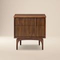 Mid-Century Modern Walnut Walnut Wood Nightstand with Solid Walnut
