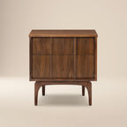 Table de chevet Mid-Century Moderne en Noyer avec Noyer Massif