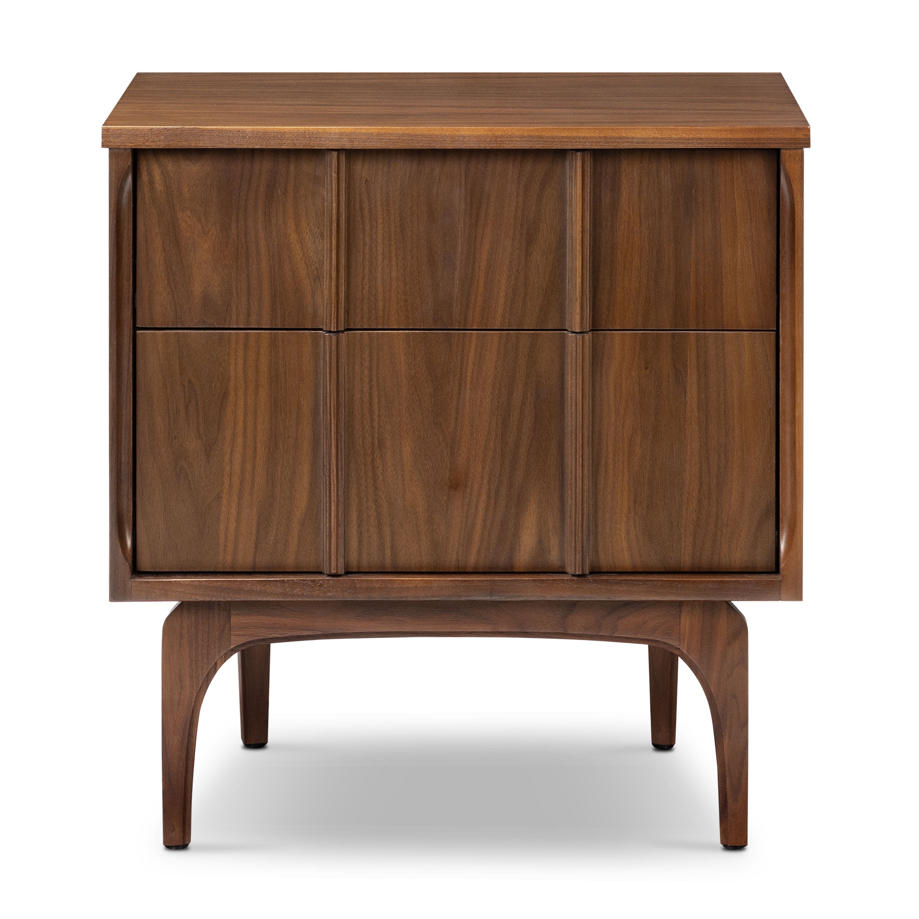 Mid-Century Modern Walnut Walnut Wood Nightstand with Solid Walnut