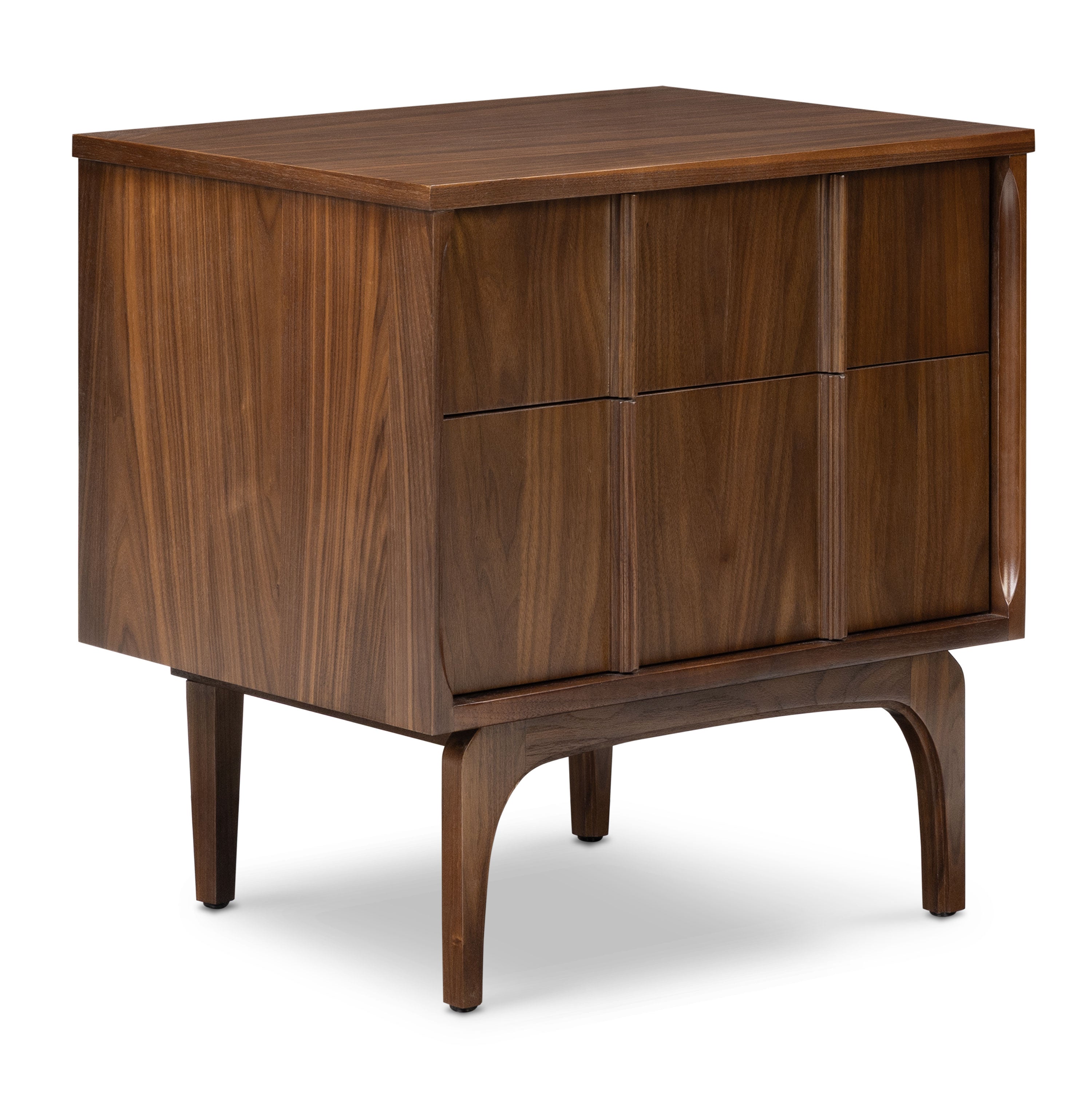 Mid-Century Modern Walnut Walnut Wood Nightstand with Solid Walnut