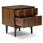 Table de chevet Mid-Century Moderne en Noyer avec Noyer Massif