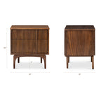 Table de chevet Mid-Century Moderne en Noyer avec Noyer Massif