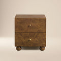 Modern Burl Walnut Walnut Wood Nightstand with Storage for Bedroom