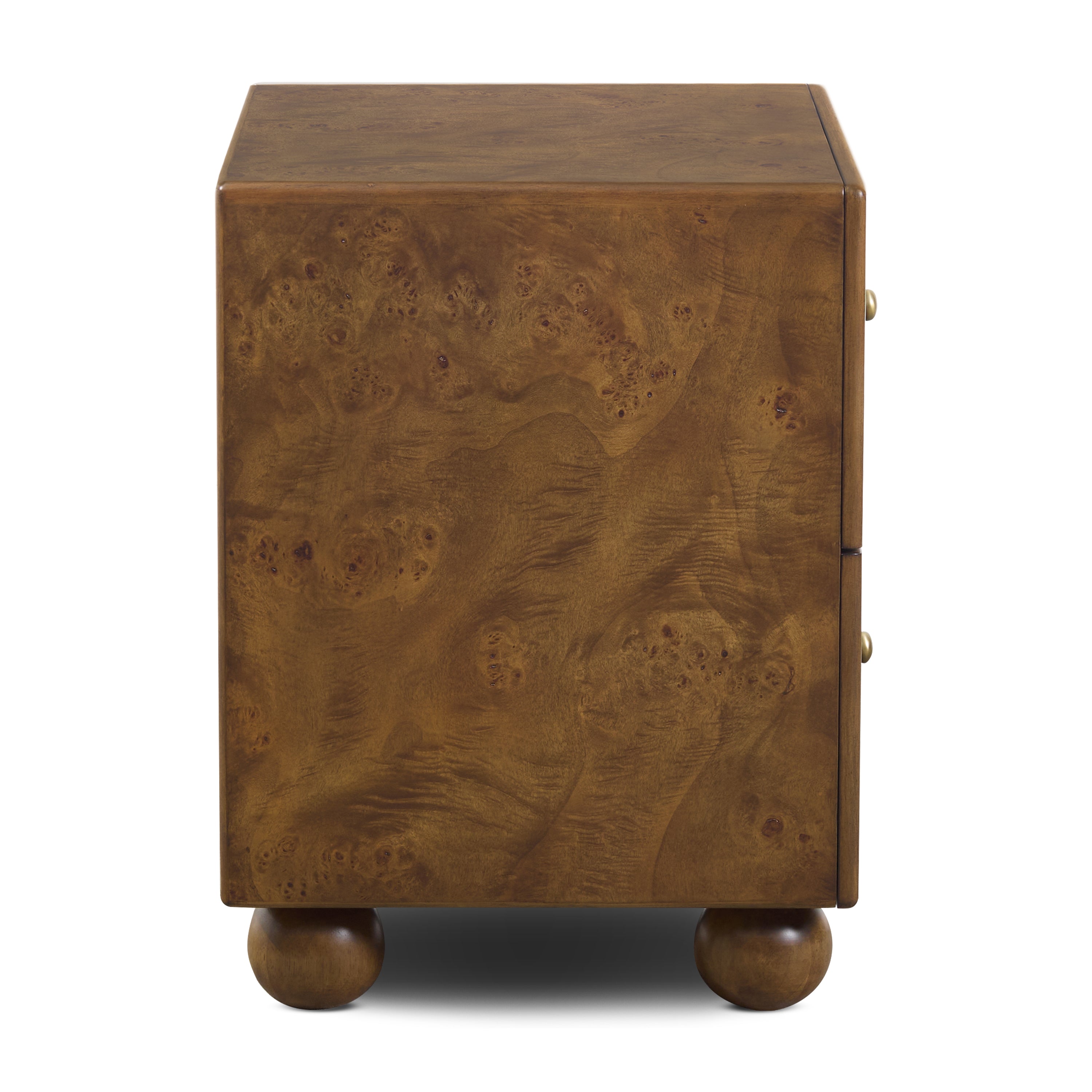 Modern Burl Walnut Walnut Wood Nightstand with Storage for Bedroom