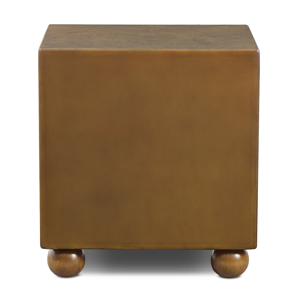 Modern Burl Walnut Walnut Wood Nightstand with Storage for Bedroom