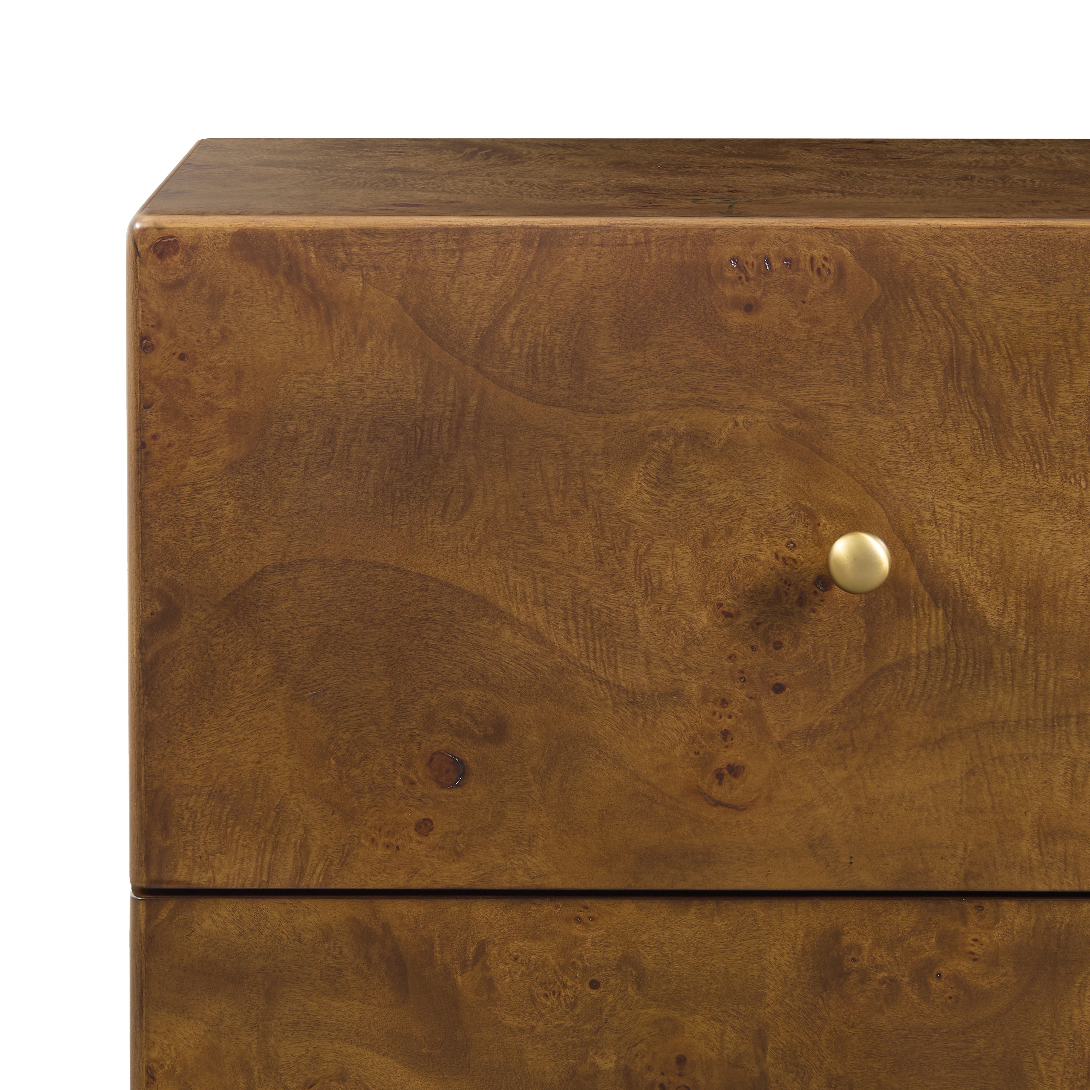 Modern Burl Walnut Walnut Wood Nightstand with Storage for Bedroom