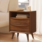 Table de chevet en noyer massif de style Mid-Century Modern