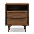 Table de chevet en noyer massif de style Mid-Century Modern