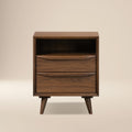 Mid-Century Modern Walnut Walnut Wood Nightstand with Solid Walnut