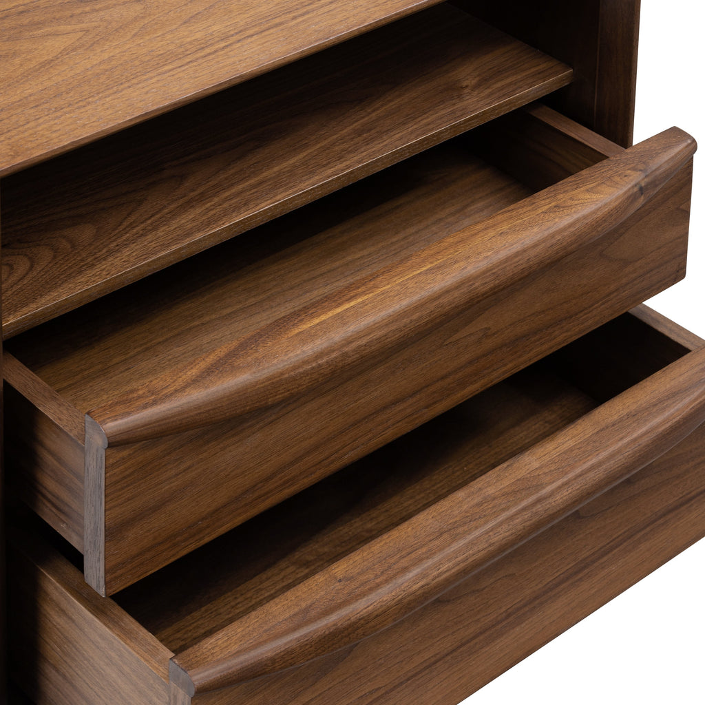 Mid-Century Modern Walnut Walnut Wood Nightstand with Solid Walnut