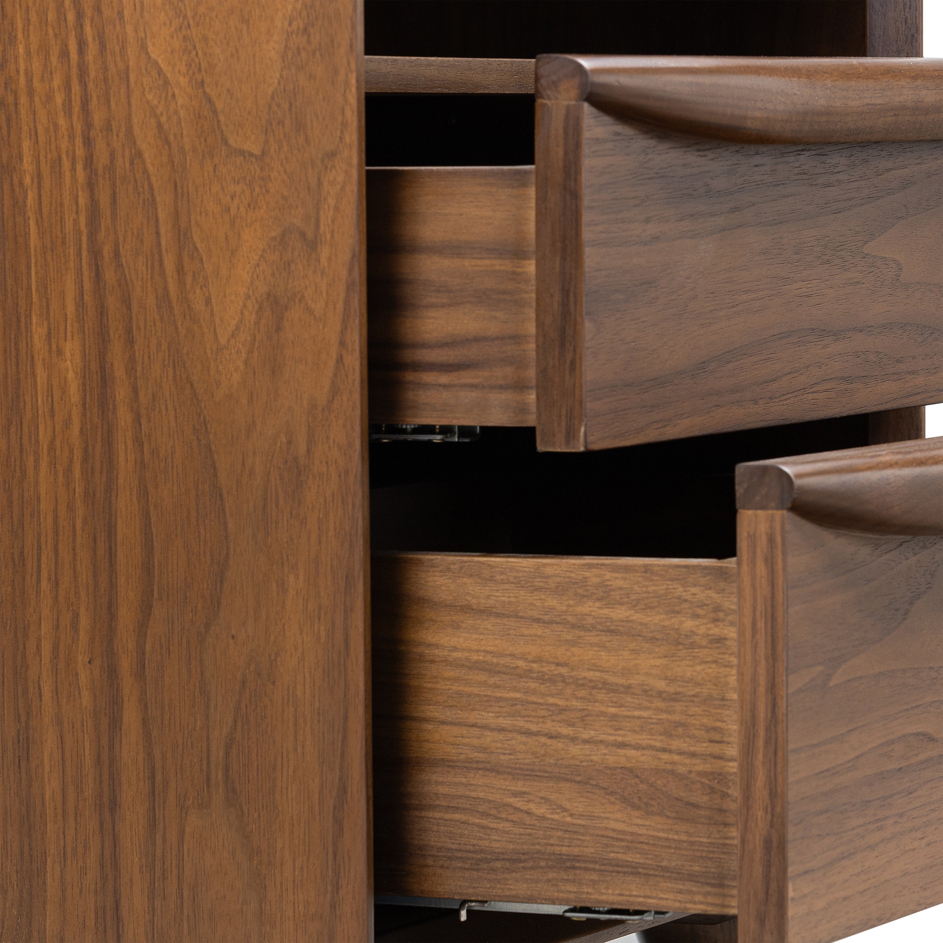 Mid-Century Modern Walnut Walnut Wood Nightstand with Solid Walnut