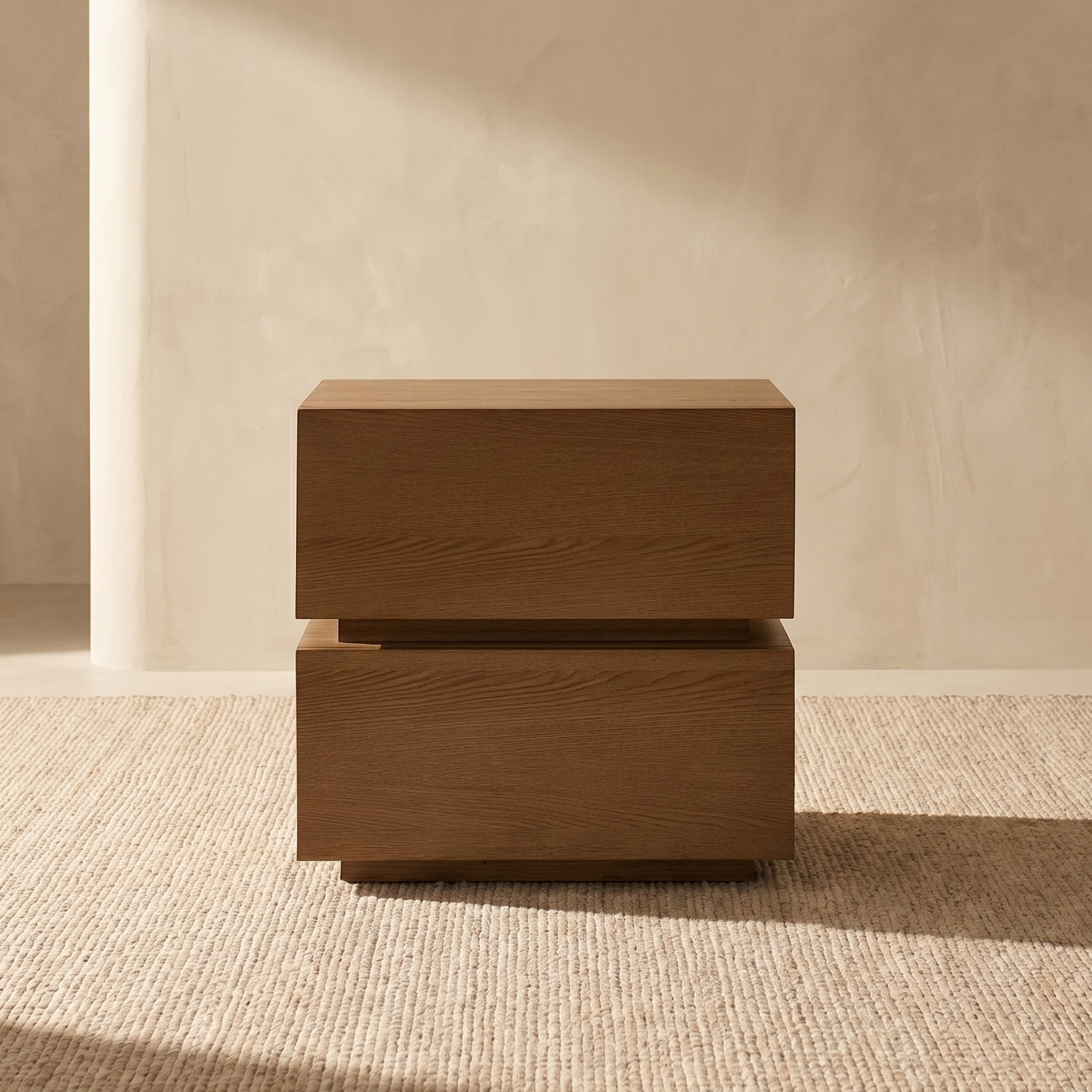 Modern Reposado Oak Oak Wood Nightstand with Solid Oak Frame