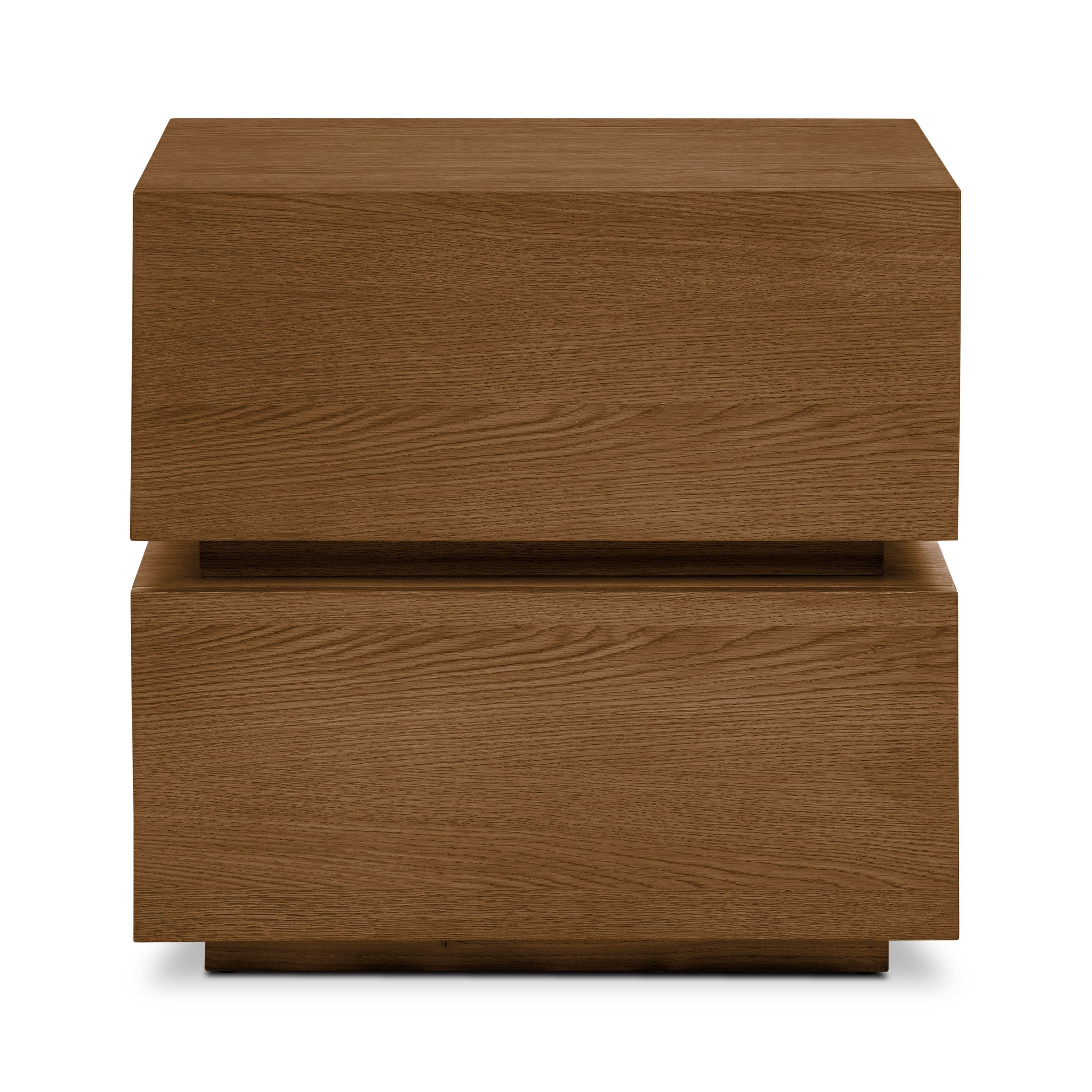 Modern Reposado Oak Oak Wood Nightstand with Solid Oak Frame