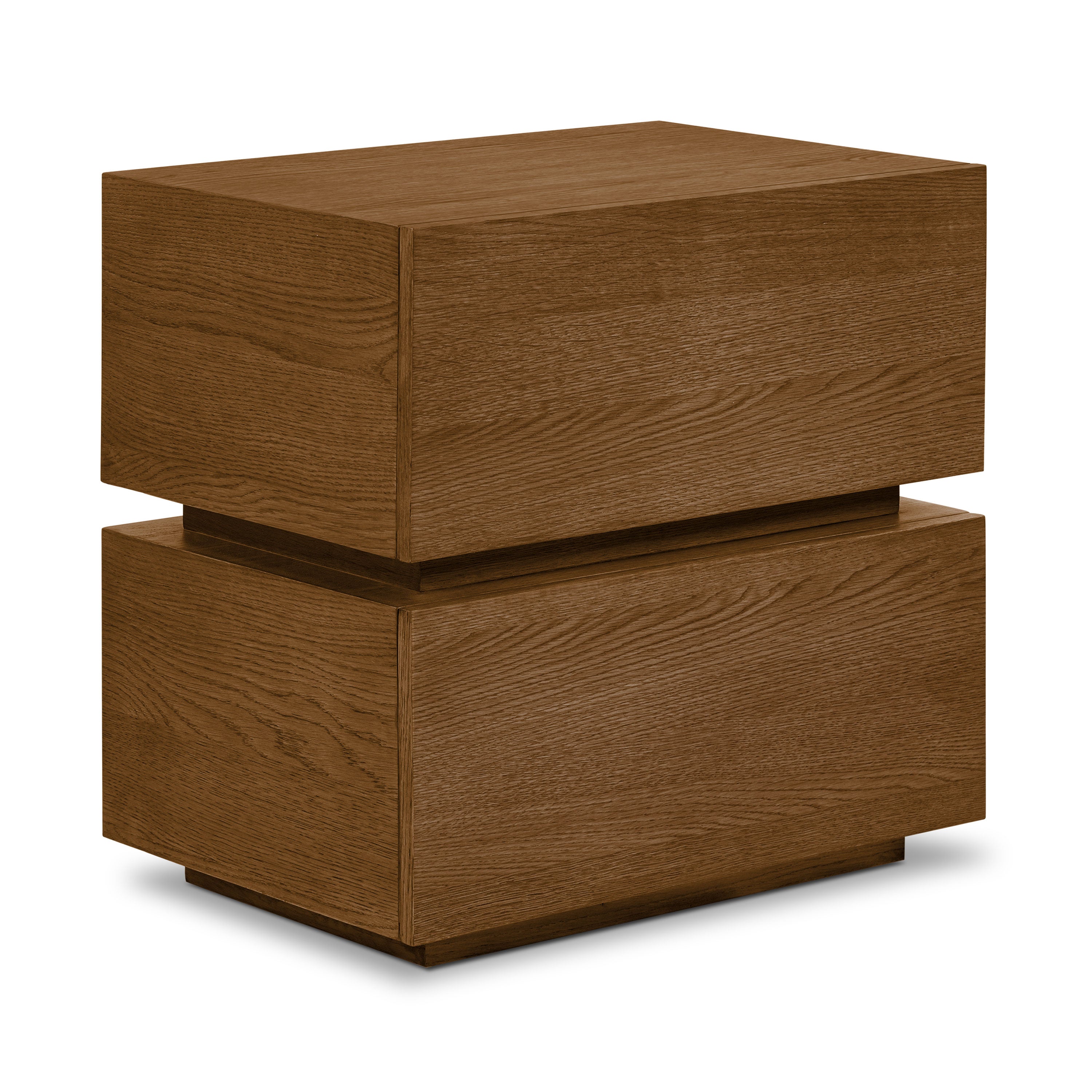Modern Reposado Oak Oak Wood Nightstand with Solid Oak Frame