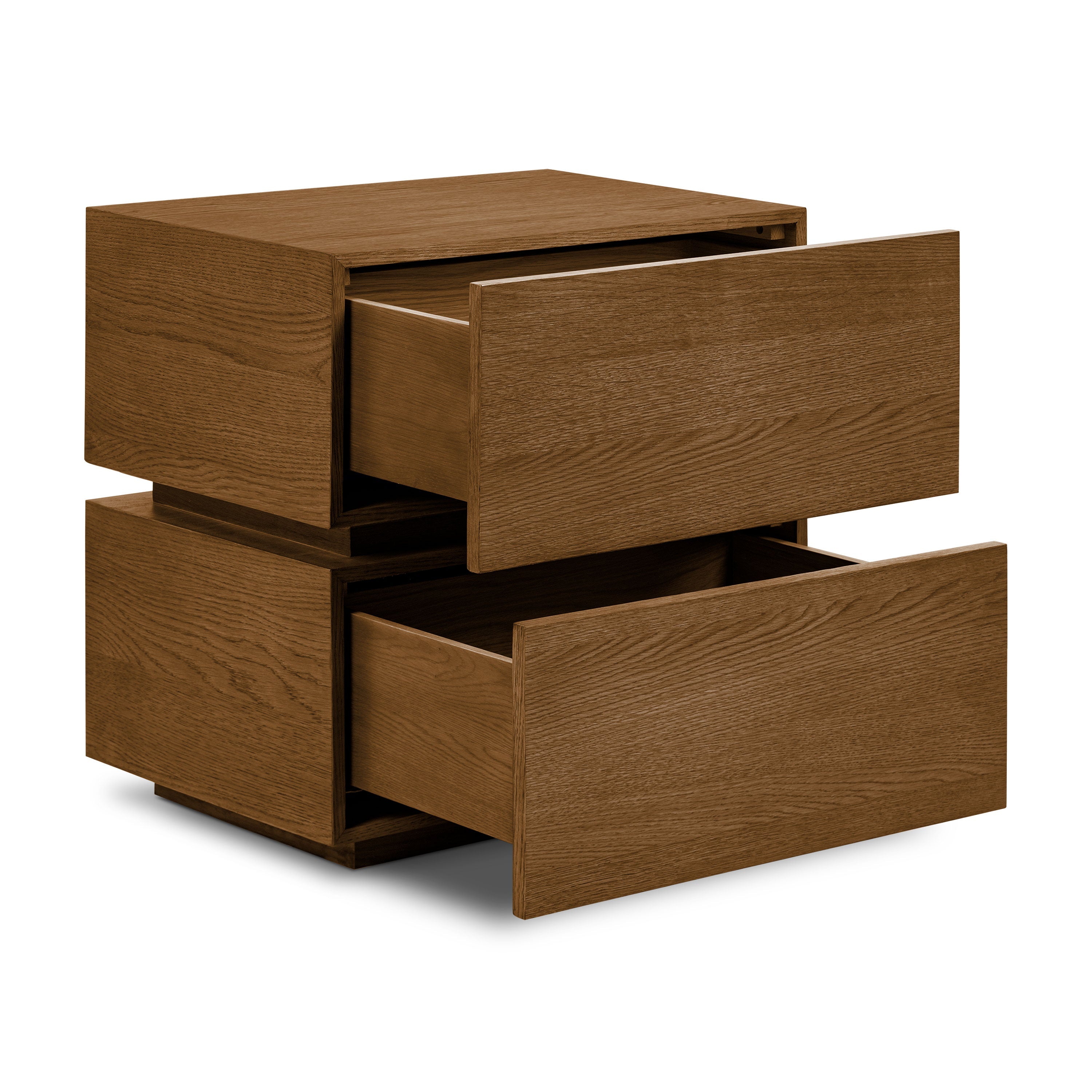 Modern Reposado Oak Oak Wood Nightstand with Solid Oak Frame