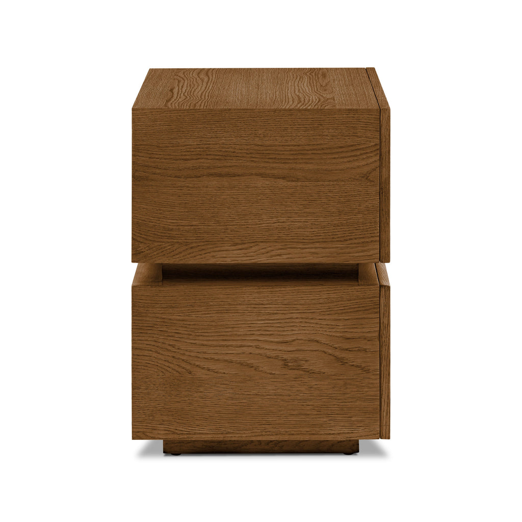 Modern Reposado Oak Oak Wood Nightstand with Solid Oak Frame