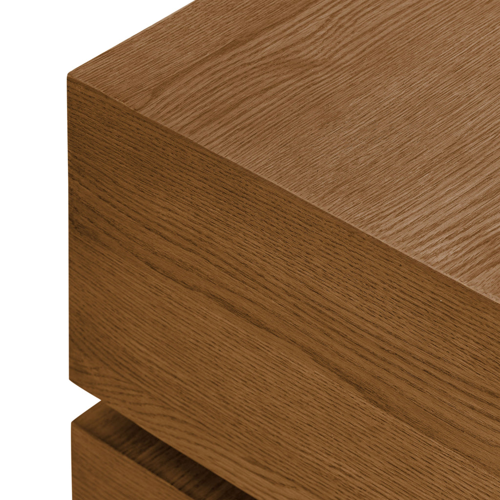 Modern Reposado Oak Oak Wood Nightstand with Solid Oak Frame