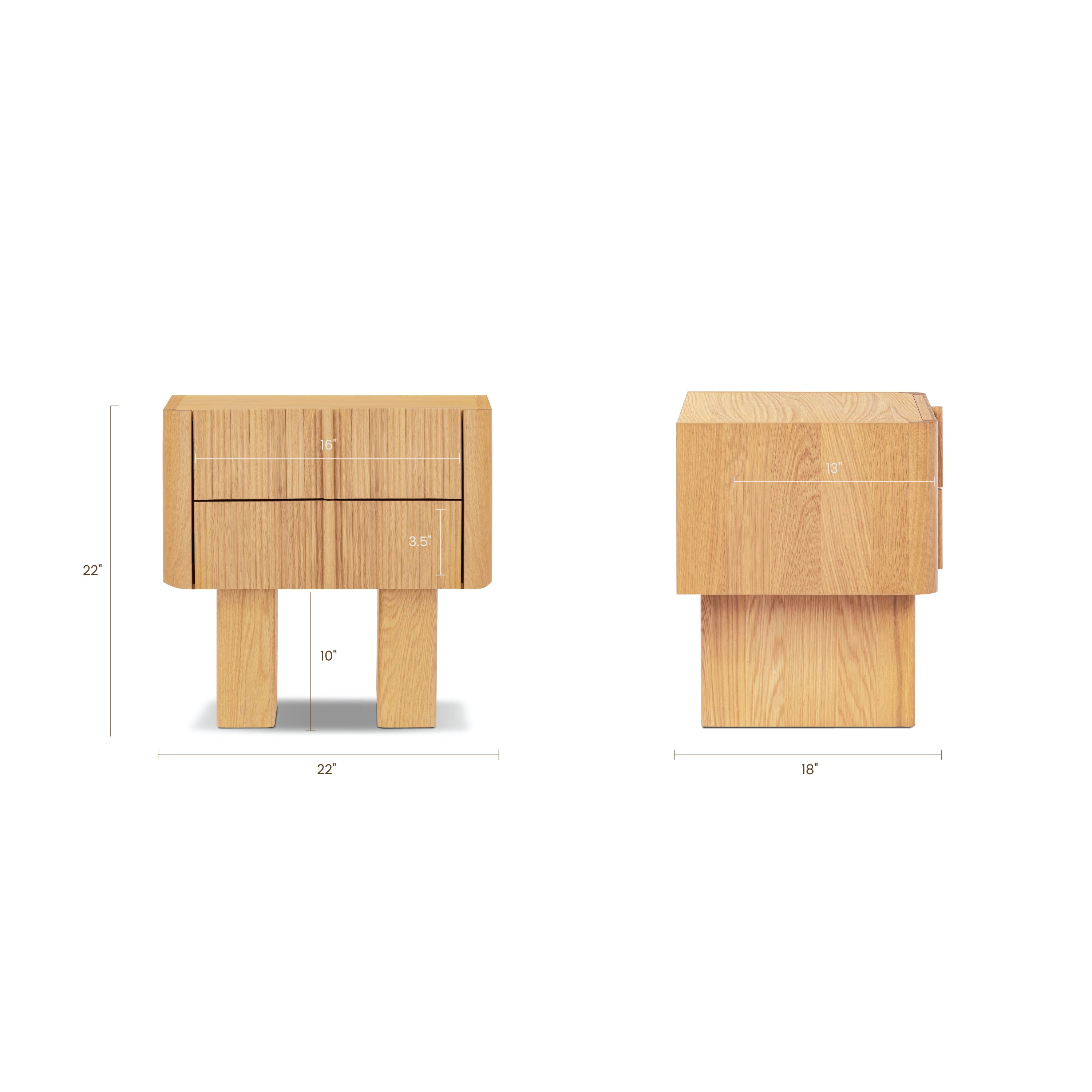 Modern Oak Oak Wood Nightstand for Bedroom