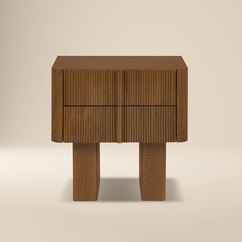 Modern Reposado Oak Oak Wood Nightstand for Bedroom