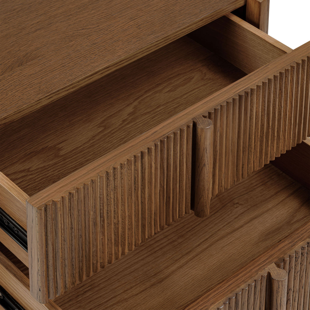Modern Reposado Oak Oak Wood Nightstand for Bedroom
