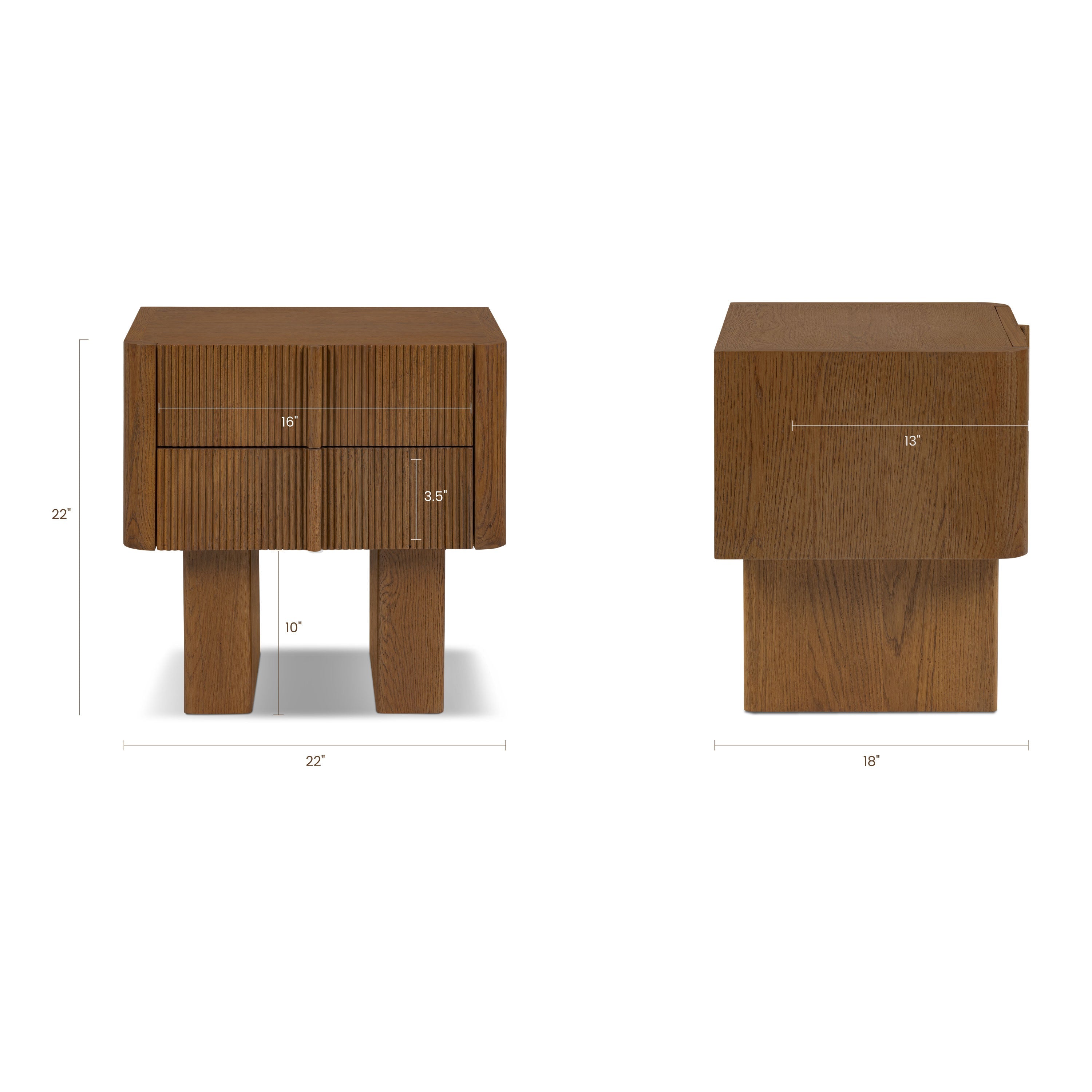 Modern Reposado Oak Oak Wood Nightstand for Bedroom