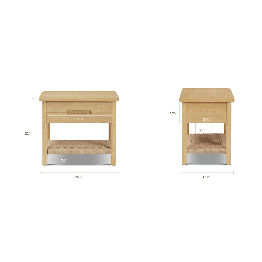 Modern Light Oak Oak Wood Nightstand for Bedroom