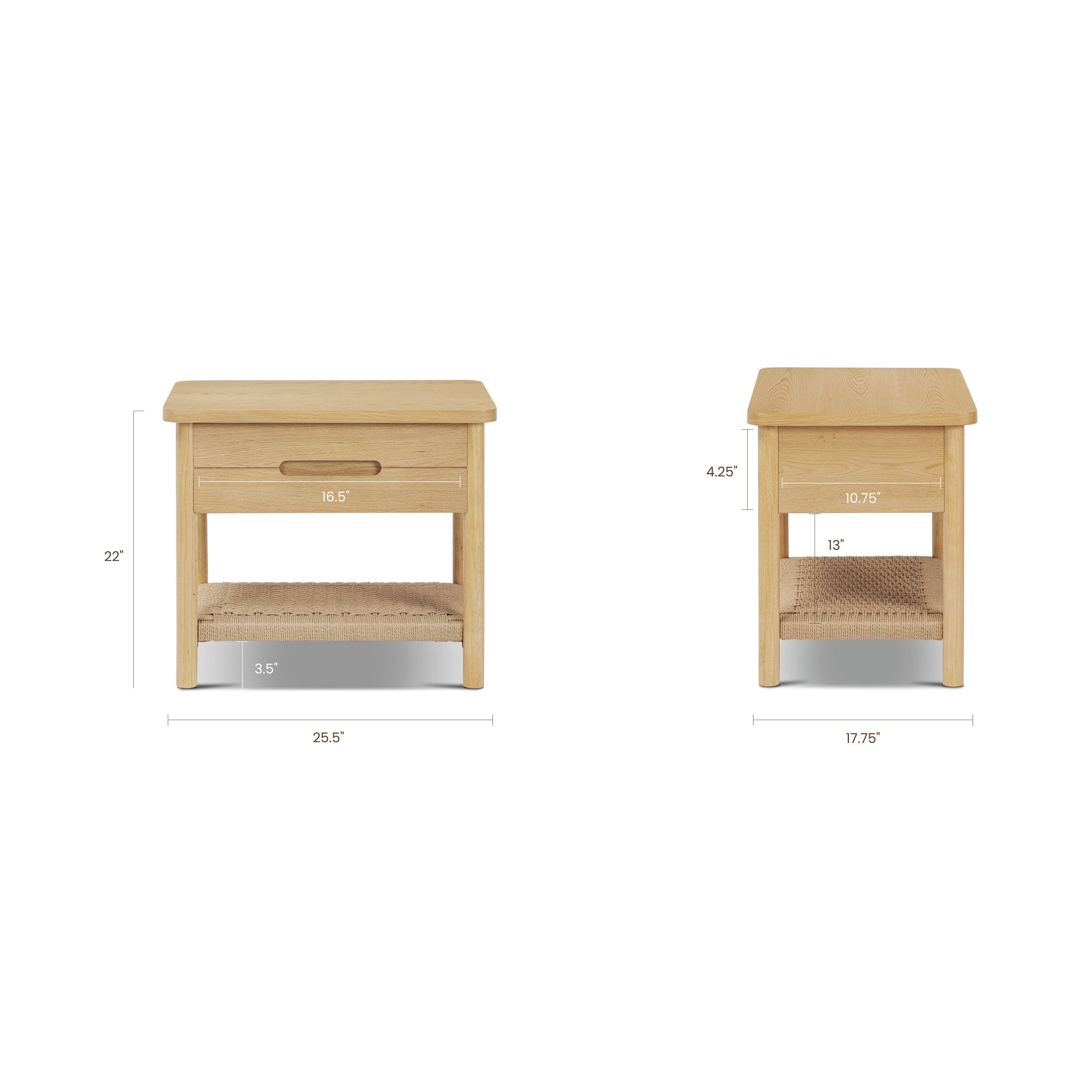 Modern Light Oak Oak Wood Nightstand for Bedroom