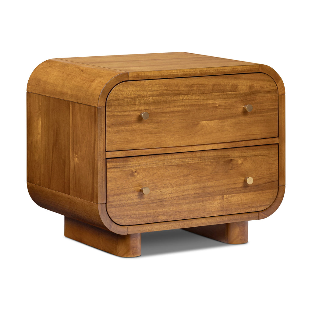 Mid-Century Modern Light Brown Nightstand for Bedroom