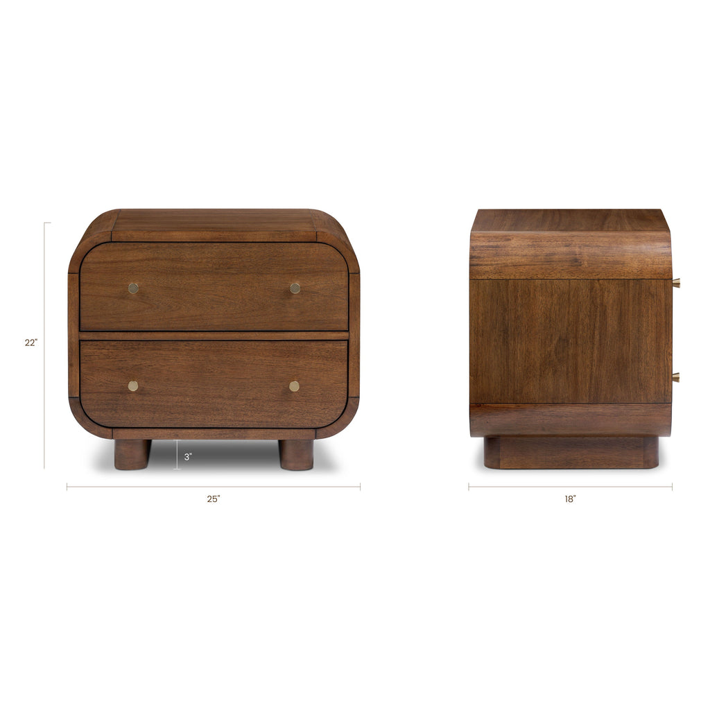 Mid-Century Modern Walnut Walnut Wood Nightstand for Bedroom