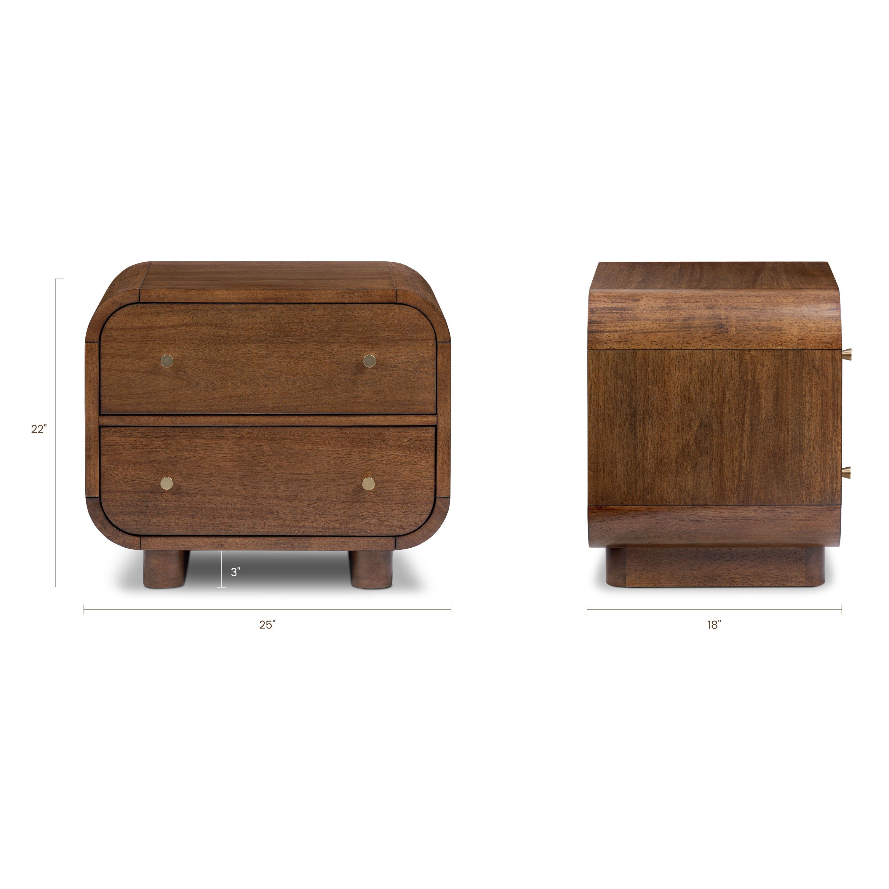 Mid-Century Modern Walnut Walnut Wood Nightstand for Bedroom