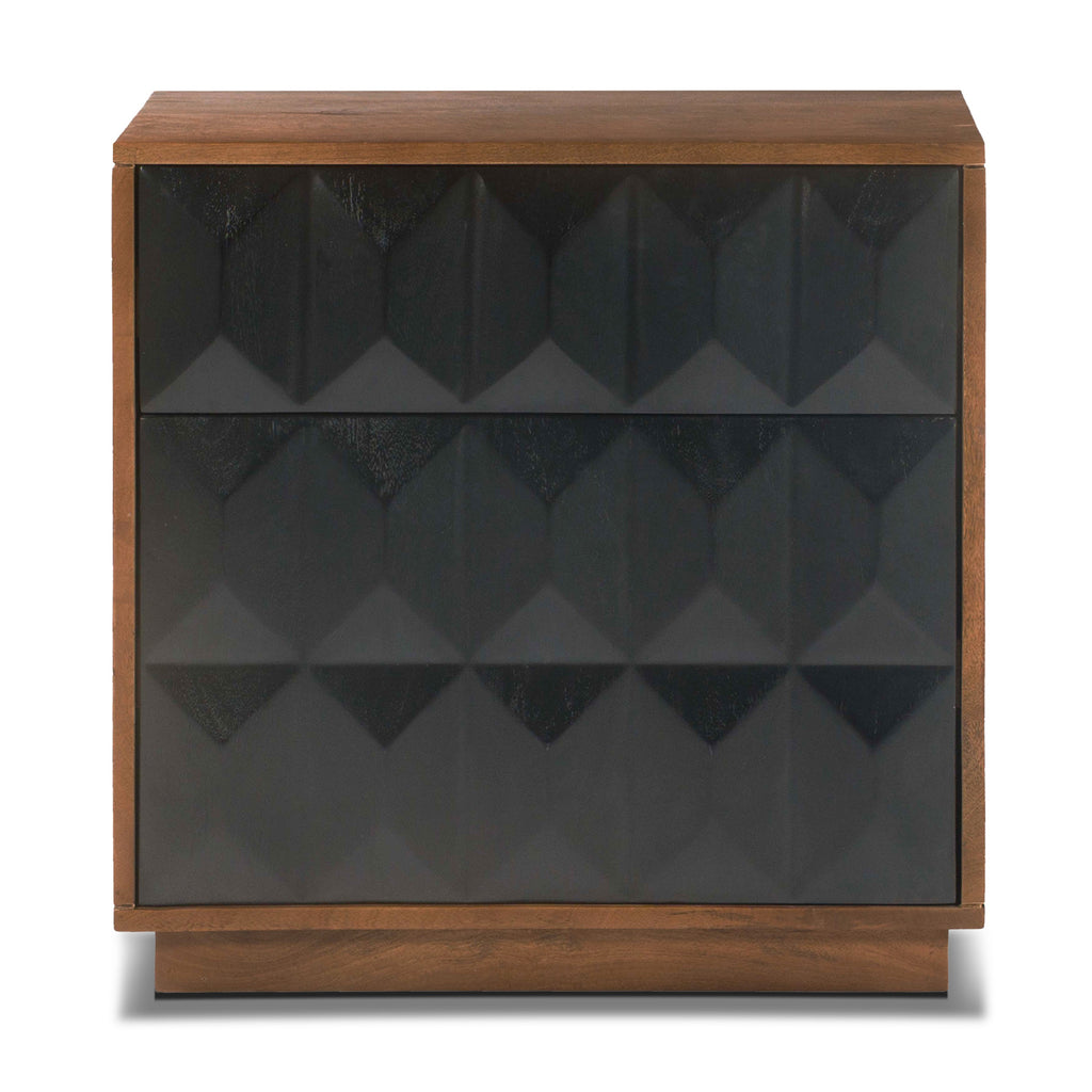 Modern Black Nightstand with Kiln-Dried Wood Frame for Bedroom