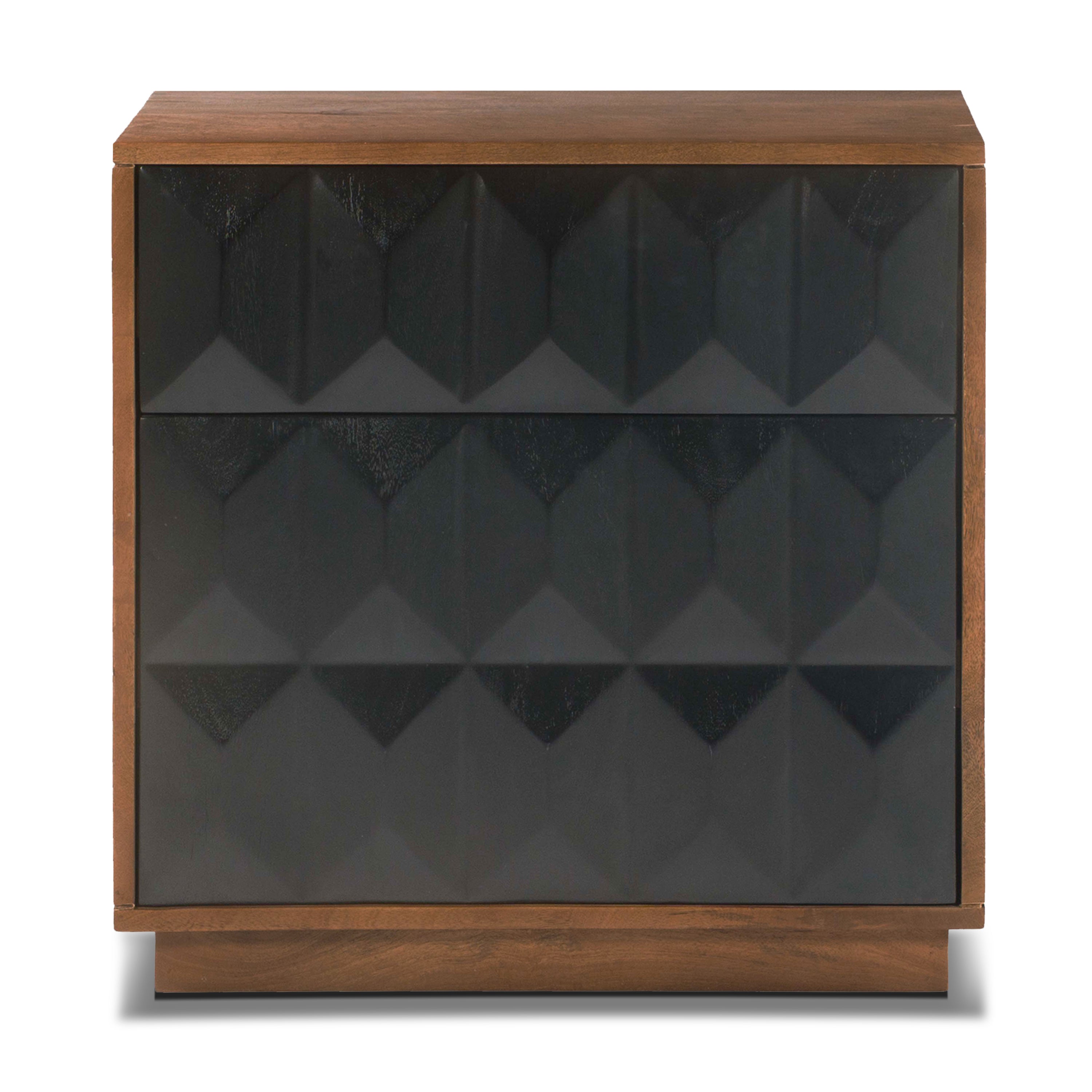 Modern Black Nightstand with Kiln-Dried Wood Frame for Bedroom