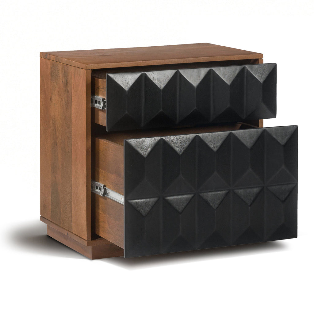 Modern Black Nightstand with Kiln-Dried Wood Frame for Bedroom