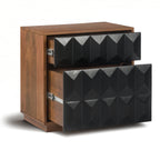 Table de chevet noire moderne avec cadre en bois séché au four pour chambre à coucher