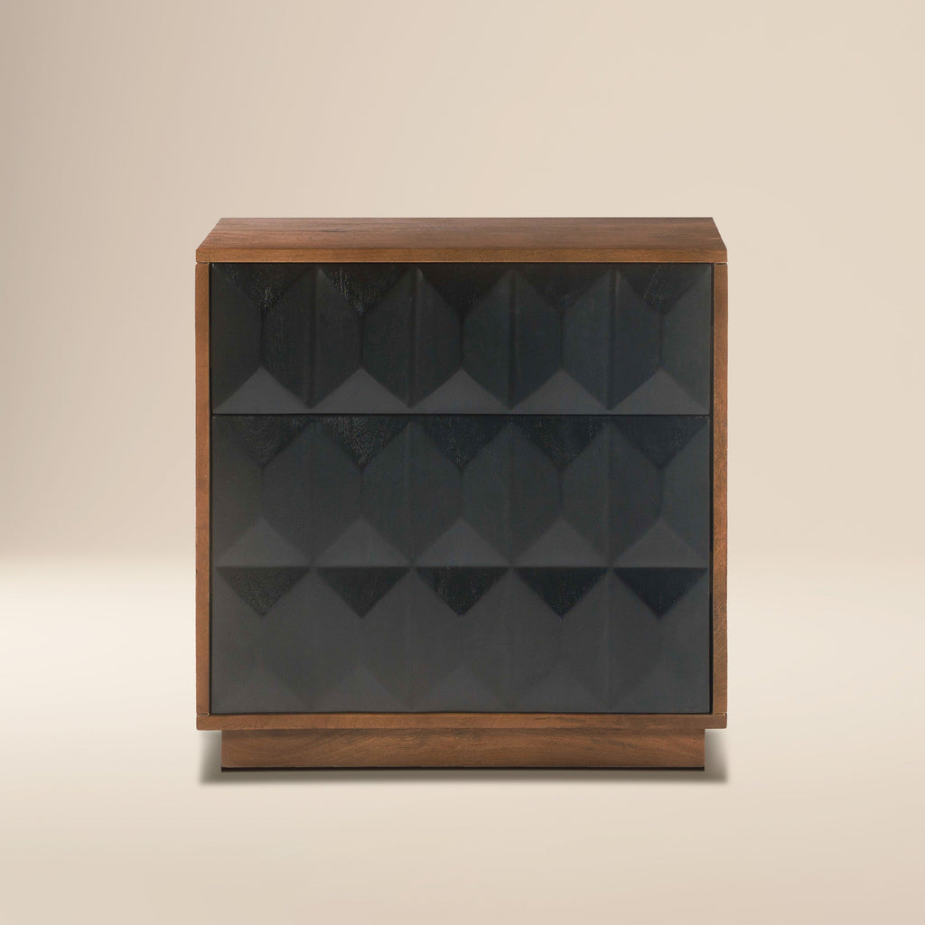 Modern Black Nightstand with Kiln-Dried Wood Frame for Bedroom