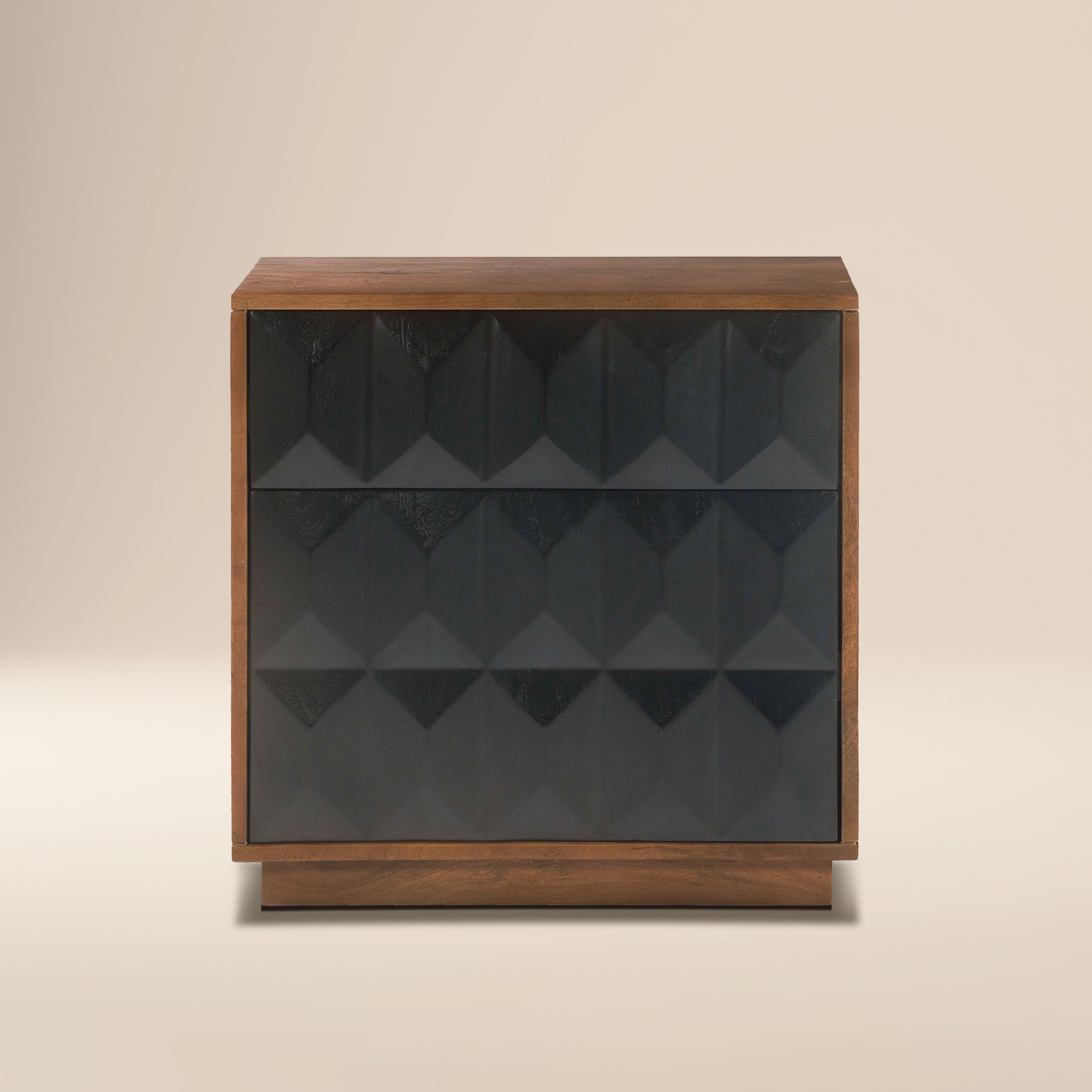 Modern Black Nightstand with Kiln-Dried Wood Frame for Bedroom
