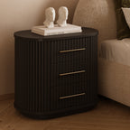 Table de chevet noire moderne avec cadre en chêne massif pour chambre à coucher