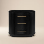 Table de chevet noire moderne avec cadre en chêne massif pour chambre à coucher