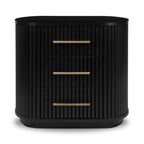 Table de chevet noire moderne avec cadre en chêne massif pour chambre à coucher