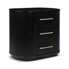 Table de chevet noire moderne avec cadre en chêne massif pour chambre à coucher