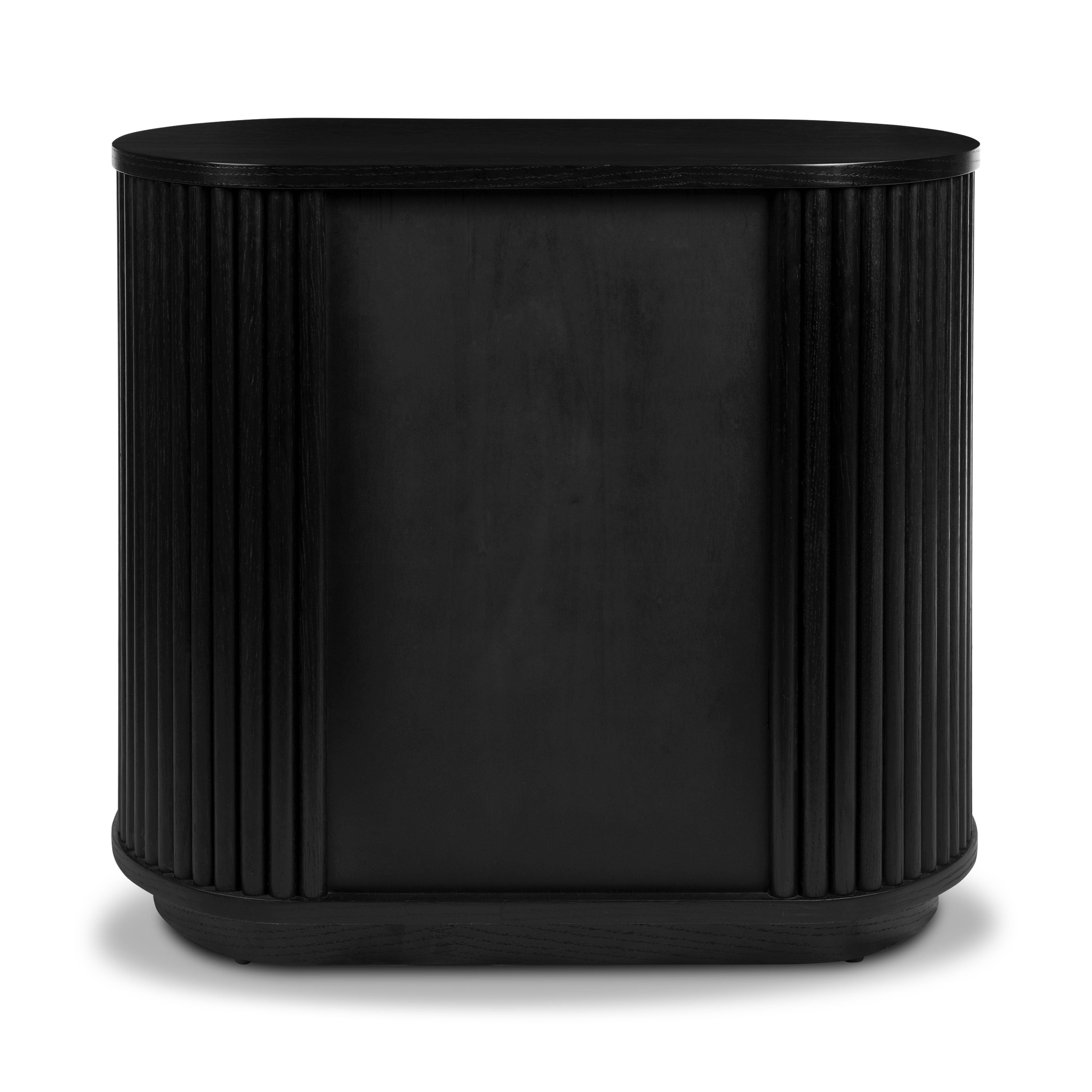 Modern Black Nightstand with Solid Oak Frame for Bedroom