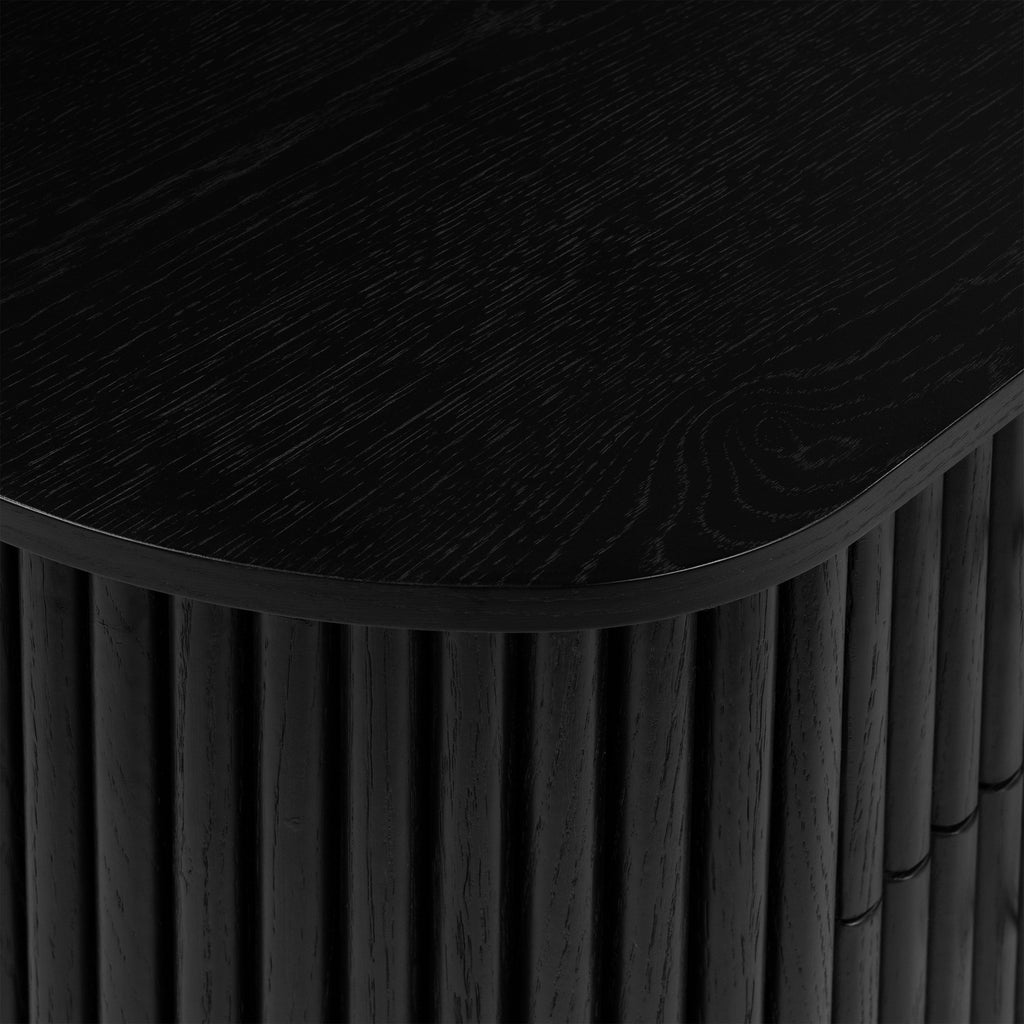 Modern Black Nightstand with Solid Oak Frame for Bedroom