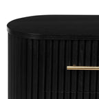 Table de chevet noire moderne avec cadre en chêne massif pour chambre à coucher
