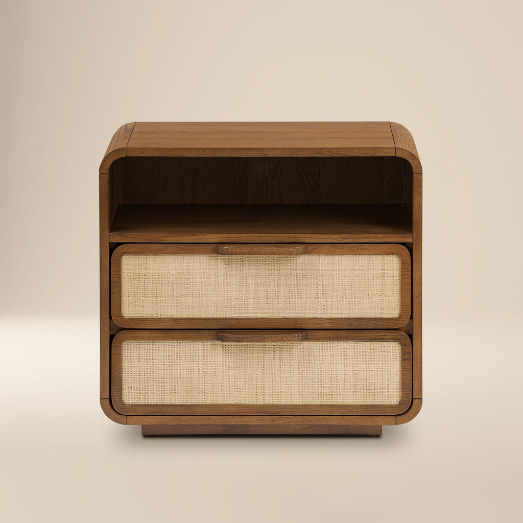 Modern Reposado Oak Oak Wood Nightstand for Bedroom