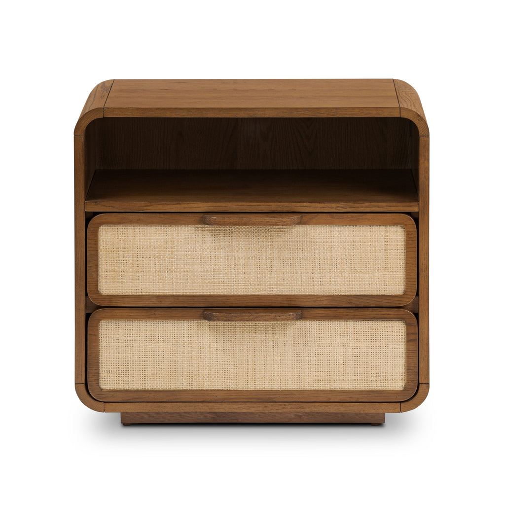 Modern Reposado Oak Oak Wood Nightstand for Bedroom