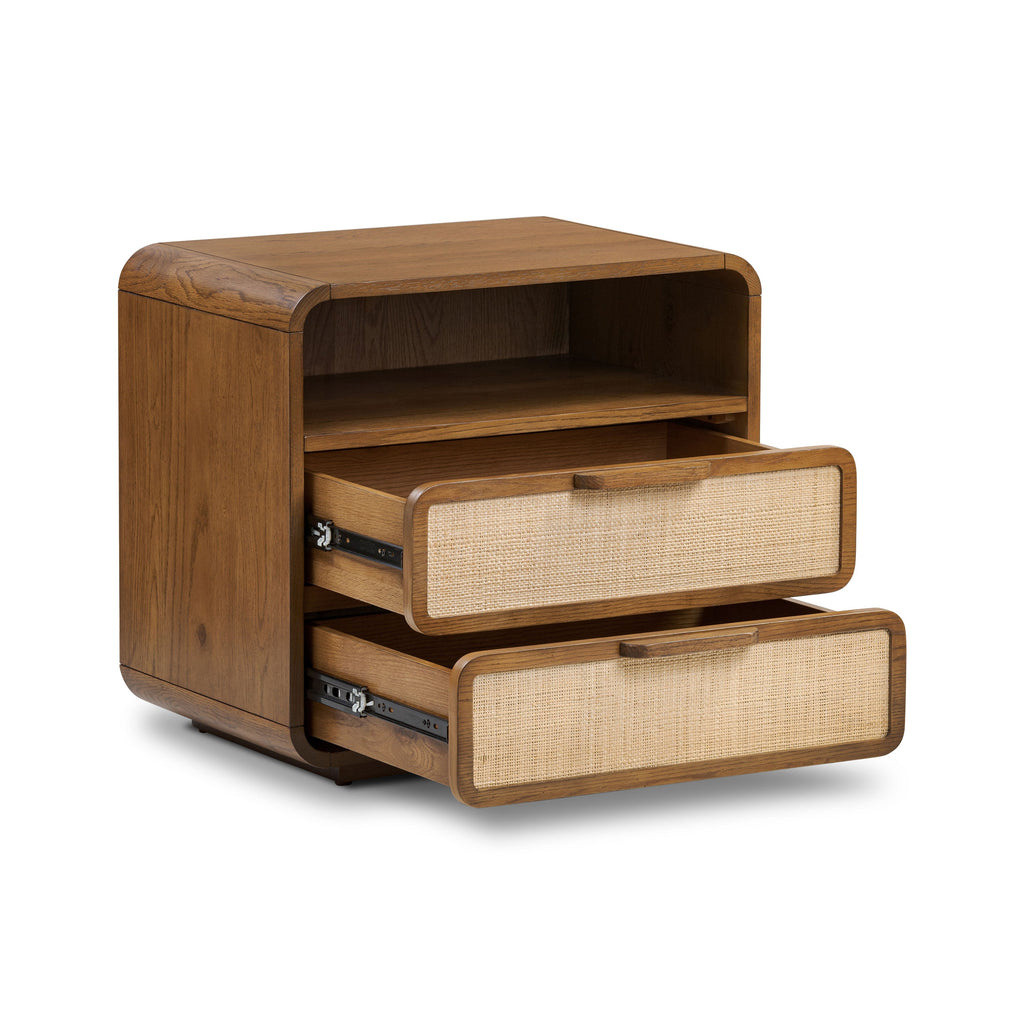 Modern Reposado Oak Oak Wood Nightstand for Bedroom