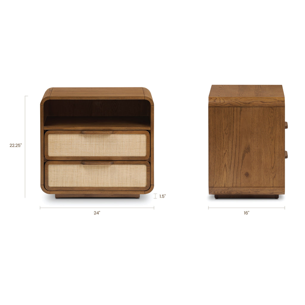 Modern Reposado Oak Oak Wood Nightstand for Bedroom