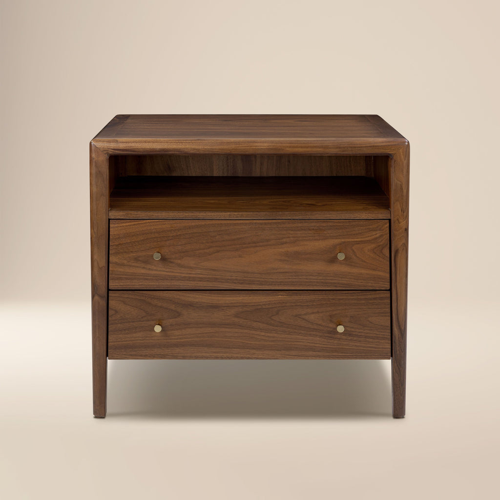 Modern Walnut Walnut Wood Nightstand with Solid Walnut Frame