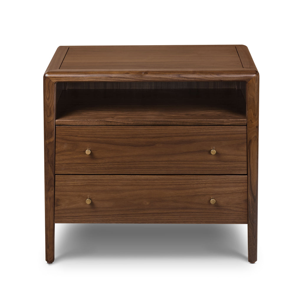 Modern Walnut Walnut Wood Nightstand with Solid Walnut Frame